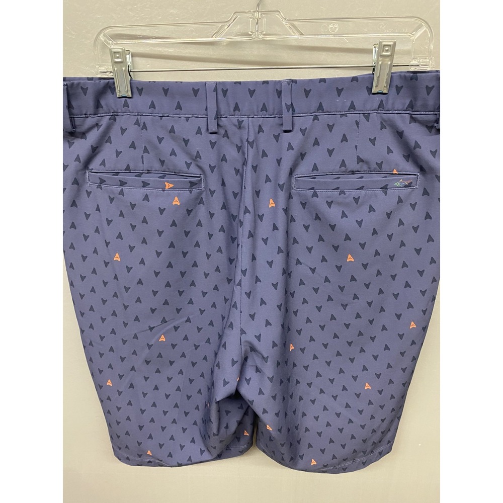 Greg Norman Chino Shorts Mens 36 Blue Geometric Stretch Golf Performance Tennis - Picture 7 of 10